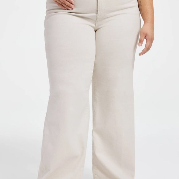 Good American GOOD WAIST PALAZZO JEANS High Rise Wide Leg Bone Size 8 / 29 NWT! - Picture 2 of 5